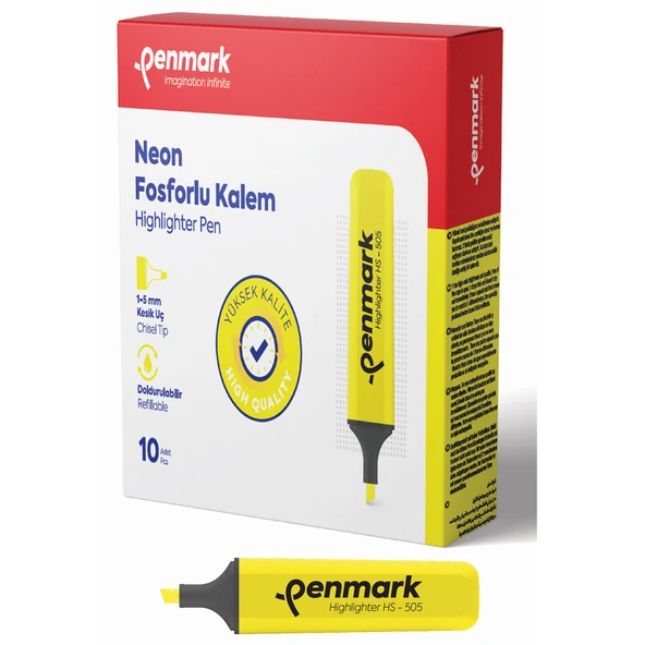 Penmark Neon Fosforlu Kalem Sarı (10 lu)HS 505 01 ürün görseli 1