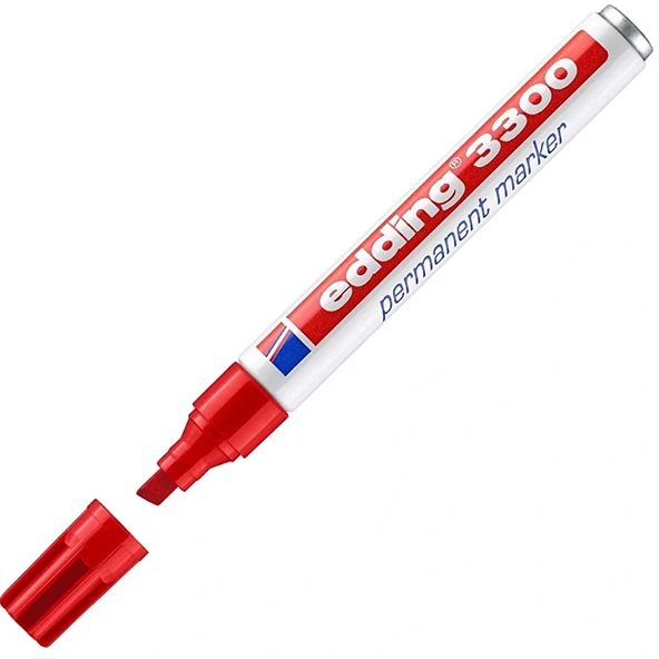 Edding Markör Permanent Kesik Uçlu 1-5 Mm Kırmızı (10 lu paket93300 ürün görseli 1