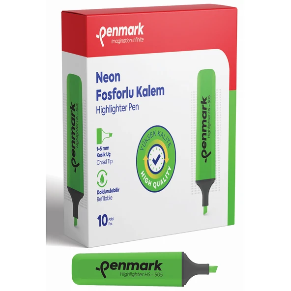 Penmark Neon Fosforlu Kalem Yeşil (10 lu)HS 505 02 ürün görseli 1