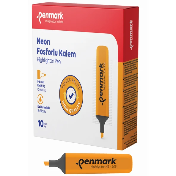 Penmark Neon Fosforlu Kalem Turuncu (10 adet) HS 505 03 ürün görseli 1
