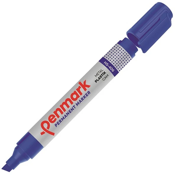 Penmark Permanent Marker Kesik Uç Mavi (12 adet) HS 406 02 ürün görseli 1