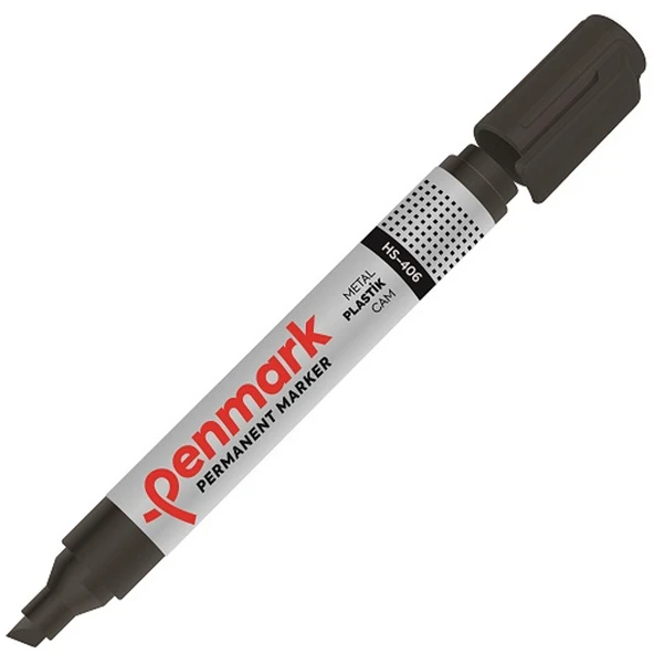 Penmark Permanent Marker Kesik Uç Siyah (12 adet) HS 406 01 ürün görseli 1