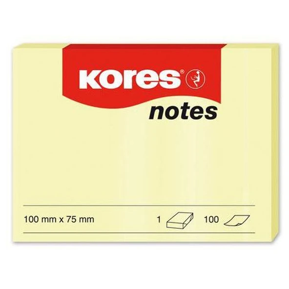 Kores Yapışkanlı Not Kağıdı Sarı 100x75 MM 100 Syf ürün görseli 1
