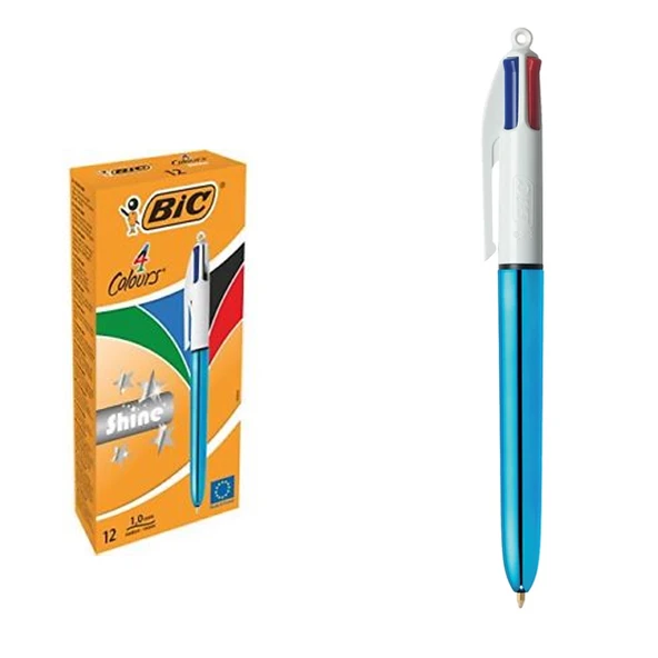 Bic Tükenmez Kalem Shıne 4 Colours Mavi Gövde 12 Lİ 949896 ürün görseli 1