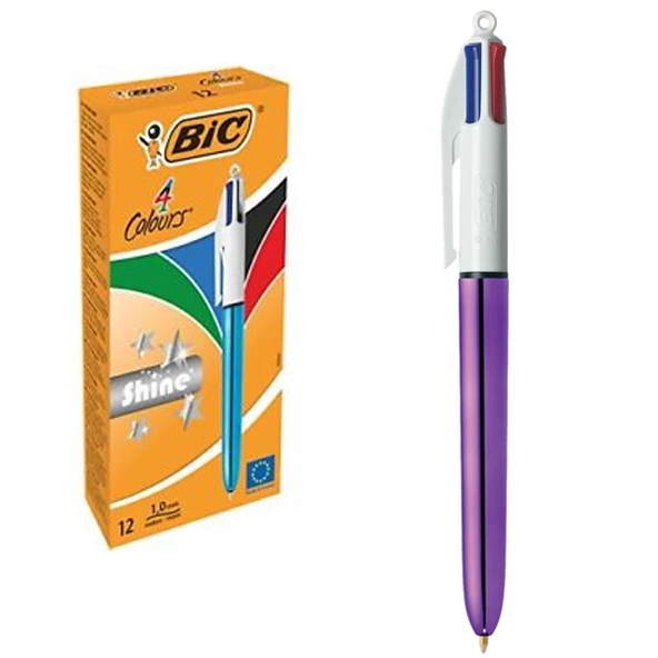 Bic Tükenmez Kalem Shıne 4 Colours Mor Gövde 12 Lİ 951351 ürün görseli 1