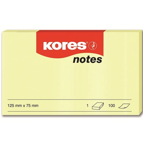 Kores Yapışkanlı Not Kağıdı Sarı 125x75 MM 100 Syf ürün görseli 1