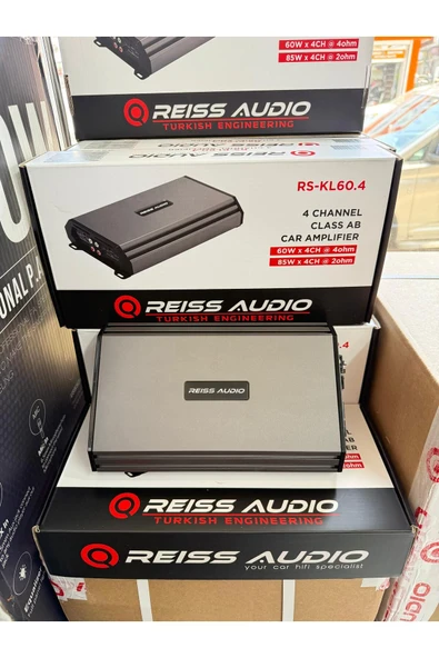 Reiss 4000wat fanlı model Rs-KL60.4 4kanal Oto Amfi 4ohm 4x60w Rms-2ohm 4x85w Rms Anfi ampilifier ürün görseli 1