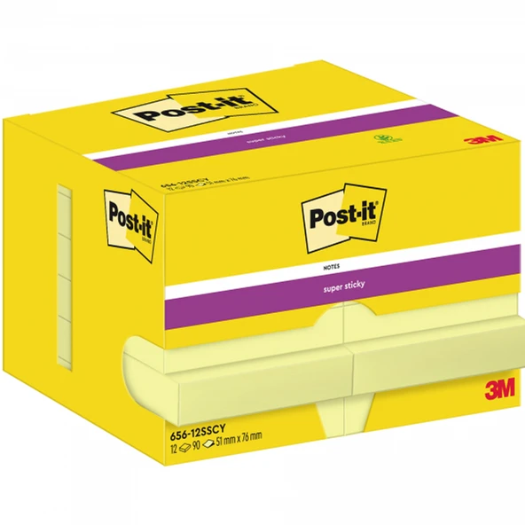 Post-it Yapışkanlı Not Kağıdı 51x76 Sarı 656-12SS/ 12 li ürün görseli 1