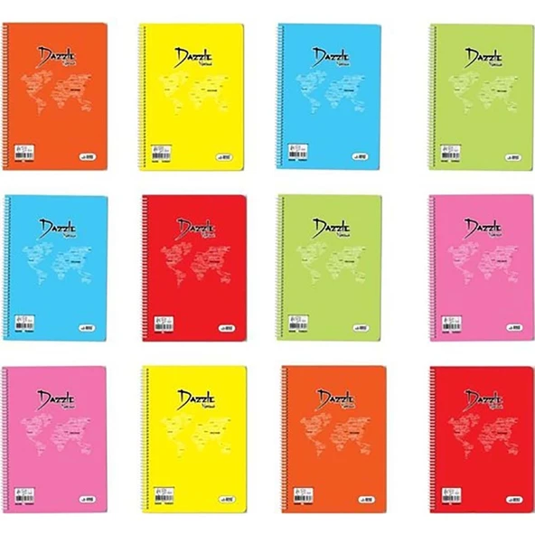 Dazzle Pastel Spiralli Plastik Kapak 144 YP Çizgili A4 6-lı ürün görseli 1