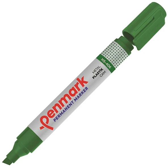 Penmark Markör Permanent Kesik Uç Yeşil HS-406-12-PKT ürün görseli 1