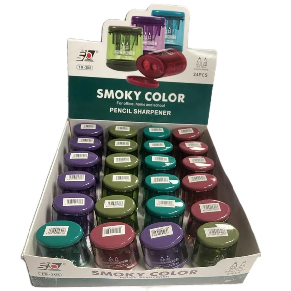 Bafix Smoky Color Kalemtraş Çiftli Hazneli TR-308-24-PKT ürün görseli 1