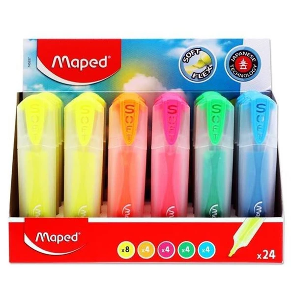 Maped Fosforlu Kalem FLEX Yumuşak Uçlu Soft 24 Lü 745937 ürün görseli 1