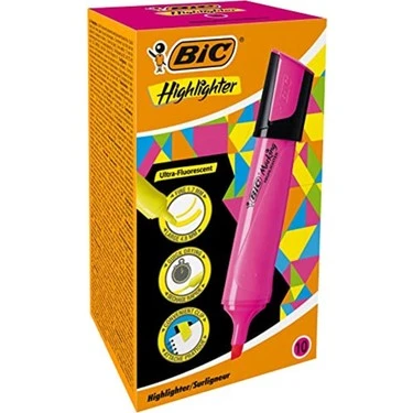 Bic MarKing Flat HighLighter 10 Lu Pembe ürün görseli 1