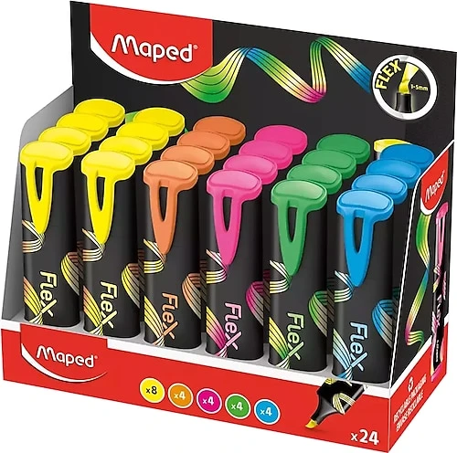 Maped Fosforlu Kalem Flex Farklı Renklerde-Dısplay 740302-24-PKT ürün görseli 1