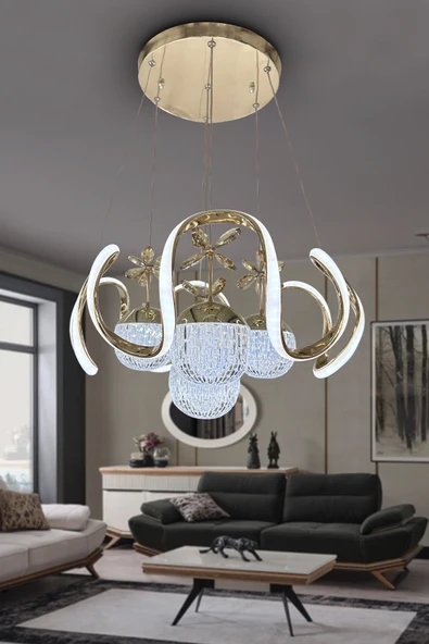 Arya Kristal Cam 4 Top Led Avize - Resim 4