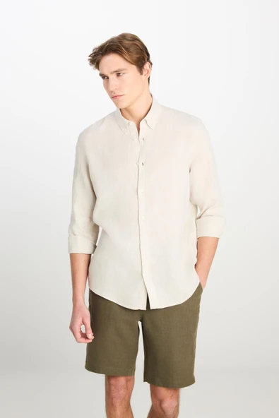 Regular Fit Gömlek Beige Beige S ürün görseli 1