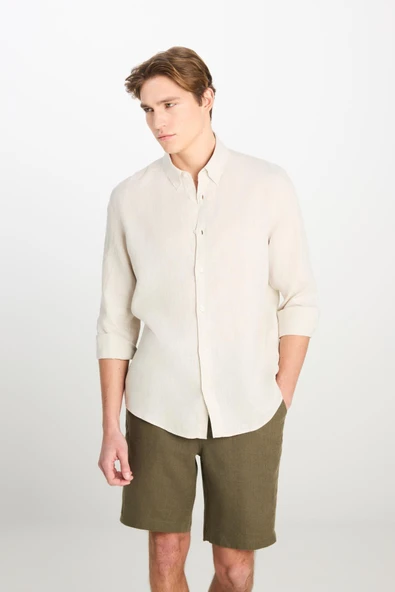 Regular Fit Gömlek Beige Beige L ürün görseli 1