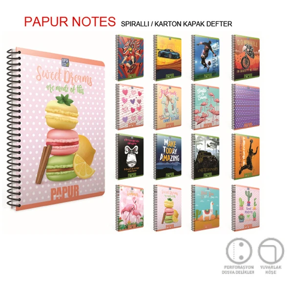 Gıpta Papur Notes Spiralli Karton Kapak Defter A4 96 YP Kareli 4964 ürün görseli 1