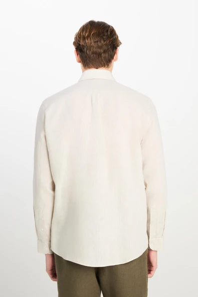 Regular Fit Gömlek Beige Beige L - Resim 2