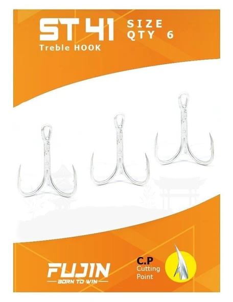 Fujin ST41 Üçlü Maket Balık İğnesi Nickel 6'lı Paket ürün görseli 1