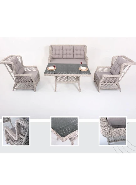 Flexy 1164 Rattan Eyfel 3lü Takım (3+1+1) ürün görseli 1