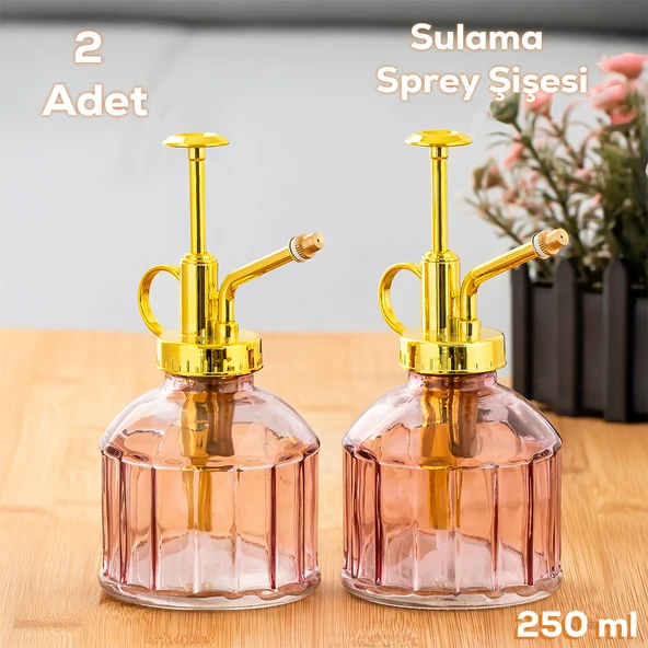 Perotti 15733 2'li Mor Vintage Cam Bitki Sulama Şişesi Oda Kokusu Dağıtıcı Cam Dağıtıcı Sprey 250ml ürün görseli 1