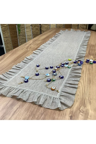 OYA home Fırfırlı Füme Ranır - 45*150 cm ürün görseli 1