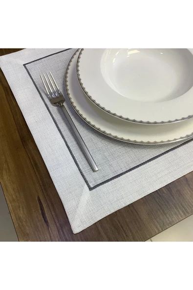 OYA home Gri Piko Dikişli Amerıkan Servis Set - 6 Lı ürün görseli 1