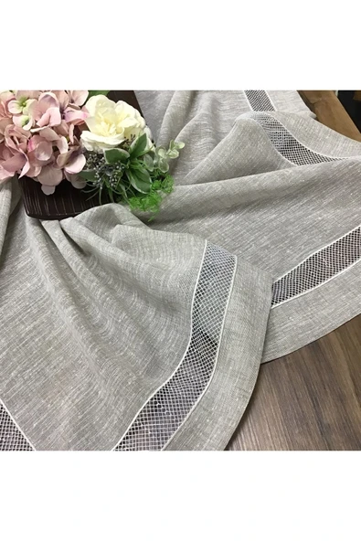 OYA home Füme Petek Kolber Detaylı Kare Örtü - 100*100 Cm ürün görseli 1