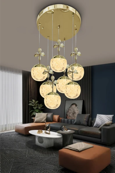 Alize Modern Sarkıt Cam Toplu Led Avize - Resim 6