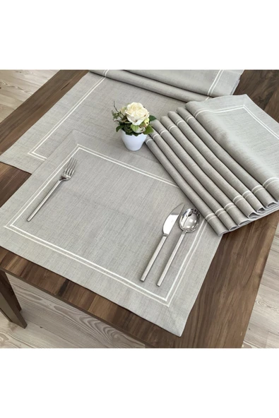 OYA home Taş Rengi Çift Pikolu Amerikan Servis (6) & Ranır (1) Set - Toplam 7 Parça ürün görseli 1