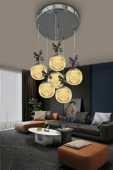 Alize Modern Sarkıt Cam Toplu Led Avize - Resim 5
