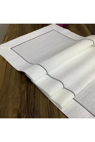 OYA home Gri Piko Dikişli Kırık Beyaz Zeminli Ranır -40*145 Cm ürün görseli 1