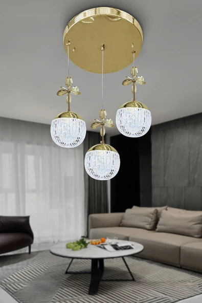 Alize Modern Sarkıt Cam Toplu Led Avize - Resim 4