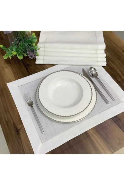 OYA home Parlak Gümüş Dikişli Amerikan Servis Set --6 Parça ürün görseli 1