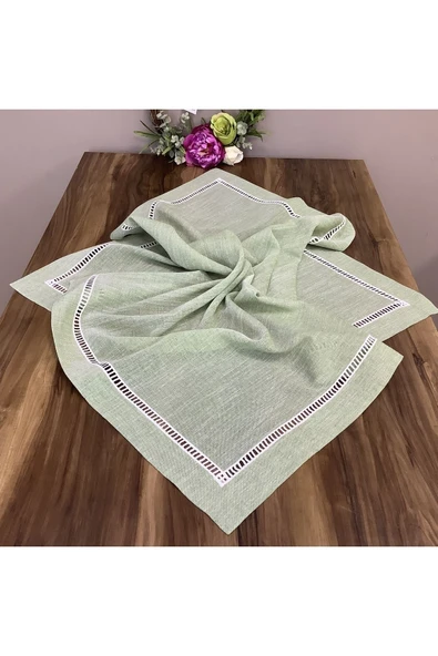 OYA home Yeşil Kolber Detaylı Kare Örtü -100*100 Cm ürün görseli 1