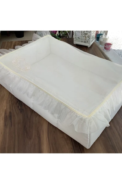 OYA home Fırfırlı Fransız Dantelli Organze Şase xl ürün görseli 1