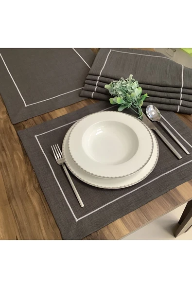 OYA home Antrasit Ranırlı Amerikan Servis (6) & Ranır (1) Set- Toplam 7 Parça ürün görseli 1