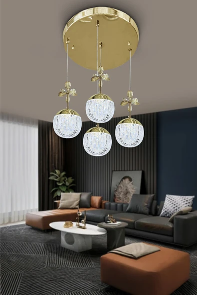 Alize Modern Sarkıt Cam Toplu Led Avize - Resim 2