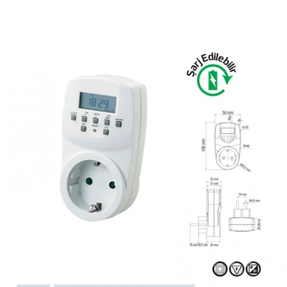 Horoz 108-002-0001 Timer-2 1780W Digital Haftalık Zaman Saati ürün görseli 1