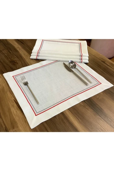 OYA home Kırmızı & Grili Amerikan Servis Takımı 6 Lı ürün görseli 1