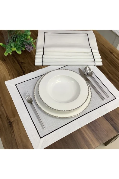 OYA home Siyah Piko Detaylı Amerikan Servis Set -6 Lı ürün görseli 1