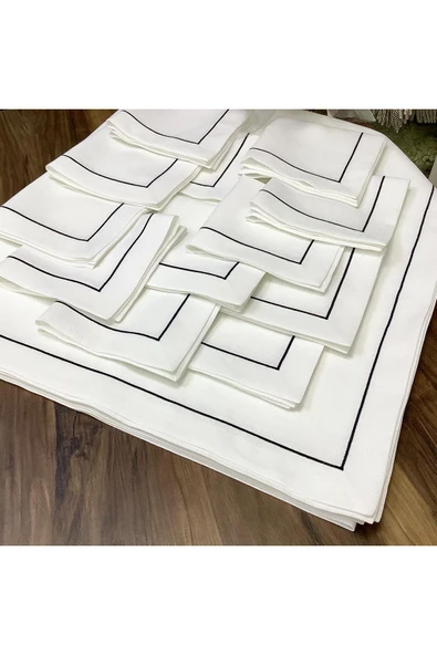 OYA home Siyah Piko Detaylı Masa Örtüsü -160*260 cm ürün görseli 1