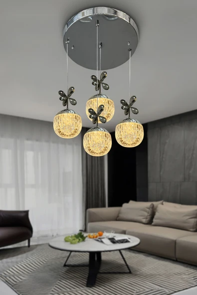 Alize Modern Sarkıt Cam Toplu Led Avize - Resim 3