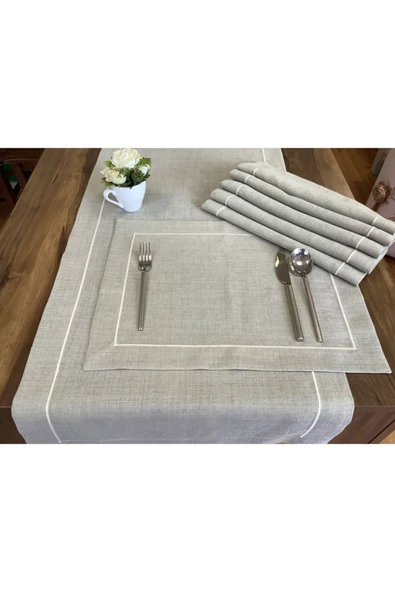 OYA home Taş Rengi Ranırlı Amerikan Servis Seti .(7 PARCA) ürün görseli 1