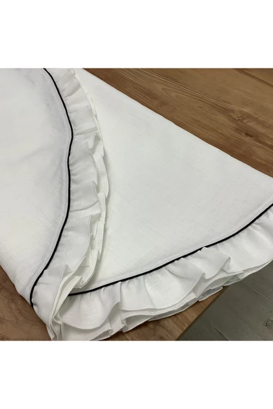 OYA home Fırfırlı Biyeli Leke Tutmaz Masa Örtüsü -Yuvarlak - Çap 185  cm ürün görseli 1