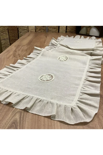 OYA home Dantelli & Fırfırlı Ranır -45*150 cm ürün görseli 1