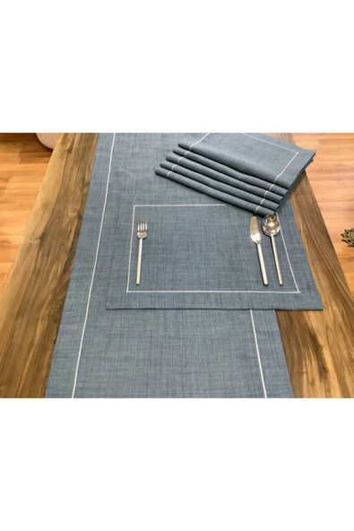OYA home Güvercin Mavisi Ranırlı Amerikan Servis Takımı ( 7 Parça) ürün görseli 1
