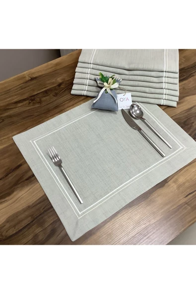 OYA home Çift Piko Dikişli Amerikan Servis Taş Rengi -6 Parça ürün görseli 1