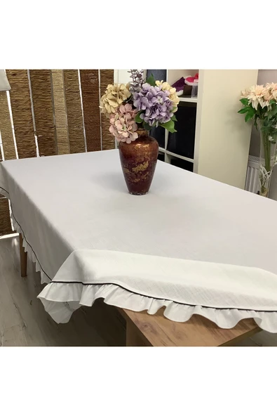 OYA home Fırfırlı Biyeli Leke Tutmaz Masa Örtüsü -OVAL -170*260 cm ürün görseli 1